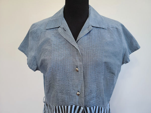 Blue Striped Dress <br> (B-44" W-38" H-48")