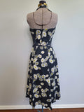 Black Sunflower Print Halter Dress <br> (B-30" W-25" H-40")