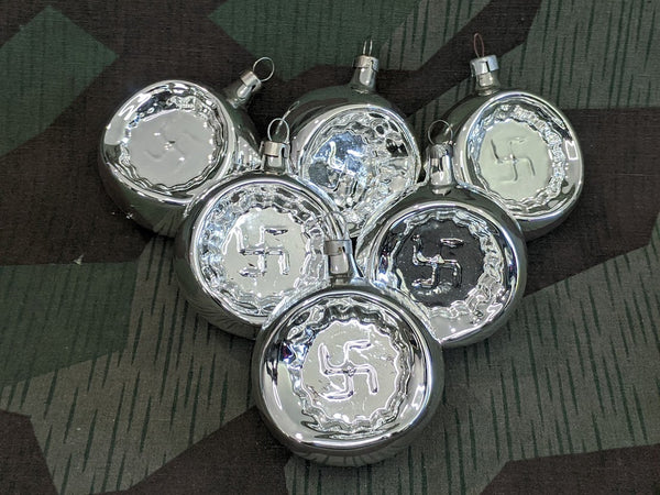 6 "Reproduction" Nazi Christmas Ornaments in a Pre-war Keks Cookie Tin