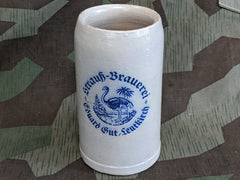Vintage German 1L Strauss Brauerei Ostrich Krug Beer Stein