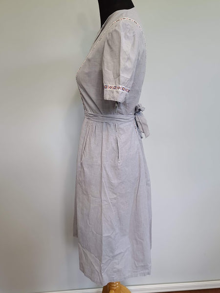 Gray Dress with Embroidered Ribbon <br> (B-37" W-28" H-42")