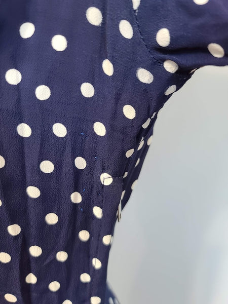 Dark Blue Polka Dot Dress <br> (B-35" W-27.5" H-35.5")