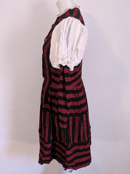 Red and Black Striped Dirndl <br> (B-37" W-27" H-42")