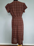 Vintage Brown Plaid Dress <br> (B-42" W-34" H-45")