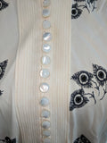 White Button Down Dress with Blue Embroidery <br> (B-40" W-31" H-41")