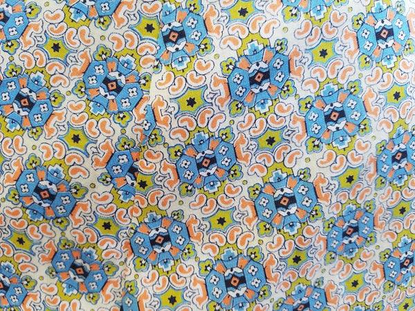Abstract Print Dress with Ruffles and Rhinestones <br> (B-37 1/2" W-31" H-39 1/2")