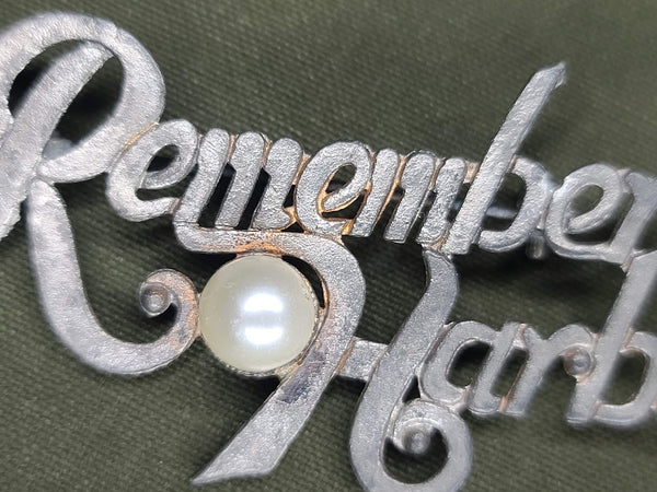 Remember Pearl Harbor Brooch with Faux Pearl