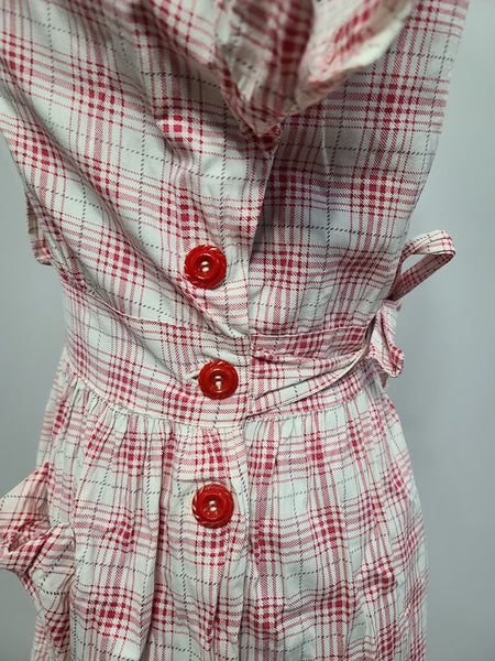 Red and White Button Dress <br> (B-40" W-29" H-45")