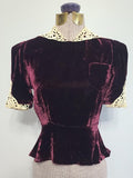 Burgundy Velvet Blouse <br> (B-34" W-26")