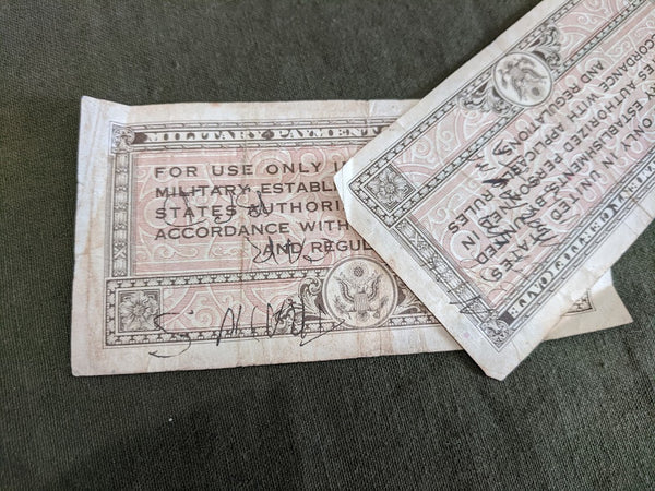 Set of 4 U.S. Military Payment Certificates PW