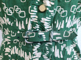 Green and White Print Dress <br> (B-42" W-33.5" H-38")