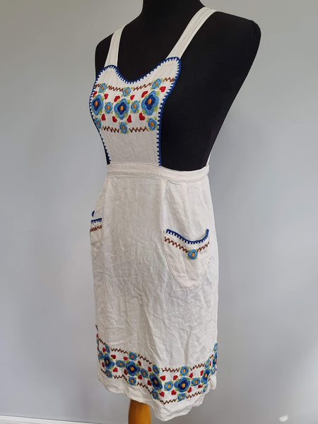 German Apron with Flower Embroidery