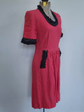 Pink Dress with Black Sequin Trim <br> (B-35" W-27" H-37")