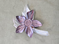 Lucite and Wood Flower Pin