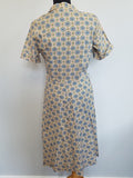Abstract Print Dress with Ruffles and Rhinestones <br> (B-37 1/2" W-31" H-39 1/2")