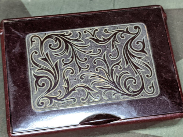 Bakelite Cigarette Box with Decorative Lid