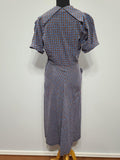 Blue Brown Plaid Dress with Yellow Flower Pocket <br> (B-40" W-28" H-36")