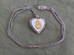US Navy USN Mother of Pearl Locket Necklace