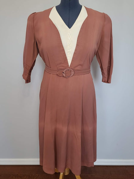 Vintage 1940s Mauve Dress Plus Size