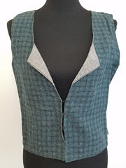 Vintage 1930s 1940s German Teal Plaid Vest