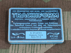 Vintage 1930s 1940s WWII German Trachiform Throat Lozenge Tin