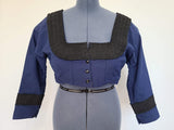 Vintage 1930s Blue German Traditional Dirndl Blouse 