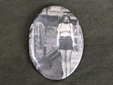 Vintage 1930s Large Brooch Pin with Woman's Picture