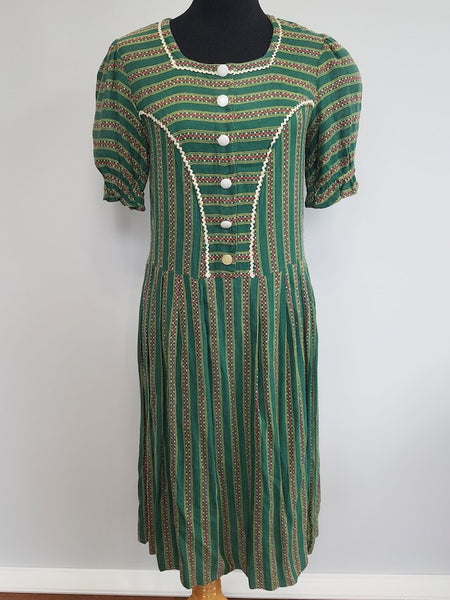 Vintage 1940s German Green Dirndl Dress 