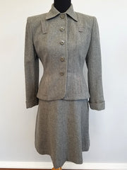 Vintage 1940s Gray Wool Skirt Suit