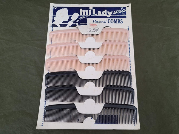 Vintage 1940s Mi Lady Hair Combs on Original Card