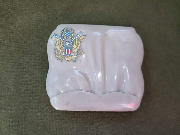 Vintage 1940s WWII Early Plastic Army Eagle Sweetheart Compact