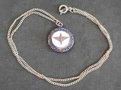 Vintage 1940s WWII Sweetheart Army Air Corps Circular Locket Necklace