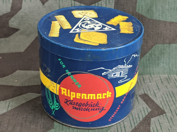Vintage German Alpenmark Käsegebäck Mischung Cheese Snack Tin