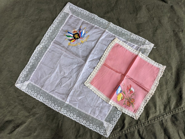Vintage Lot of 2 Belgium Hankies WWI and WWII