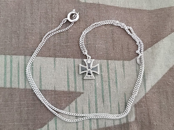 Vintage WWI German Small Enamel 1914 Iron Cross Necklace