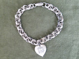 Vintage WWII 1940s US Army Sweetheart Bracelet Sterling Heart Charm