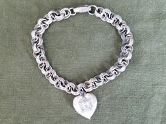 Vintage WWII 1940s US Army Sweetheart Bracelet Sterling Heart Charm