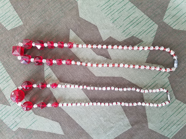 Vintage 1920s / 1930s German Red Glass Bead Necklace