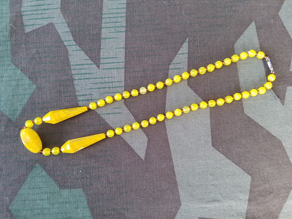 Vintage 1920s / 1930s German Yellow Glass Bead Necklace