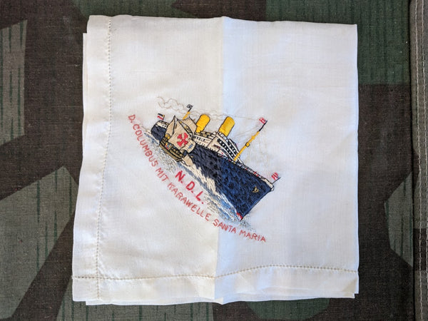 Vintage 1920s 1930s Norddeutscher Lloyd Cruise Ship Hankie