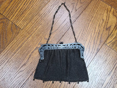Vintage 1920s Gun Metal Mesh Purse Flapper Handbag
