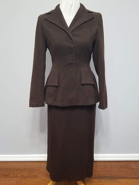 Vintage 1930s / 1940s Brown Wool Skirt Suit