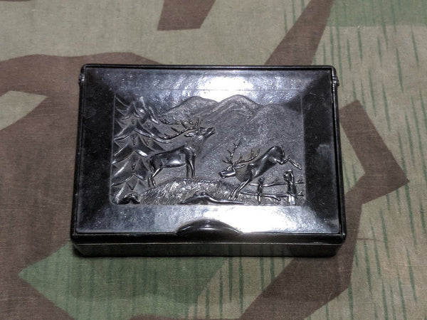 Vintage 1930s 1940s German Bakelite Loose Tobacco Box with Deer Theme