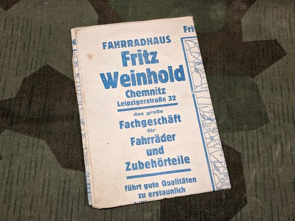 Vintage 1930s / 1940s German Bicycle Shop Advertising Map Chemnitz