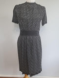 Vintage 1930s / 1940s German Black Dress with White Swirl Designs