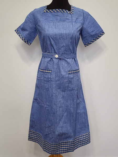 Vintage 1930s / 1940s German Blue Chore Dress
