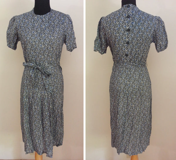 German Blue Dress - Buttons in the Back <br> (B-40" W-33" H-40")