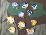 Vintage 1930s / 1940s German Embroidered Flowers (Set of 5)