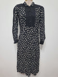 German Black Flower Print Dress <br> (B-35" W-28" H-35")