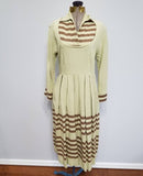 Vintage 1930s / 1940s German Green Brown Stripe Dress DRP Zipper